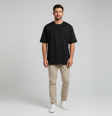 Original Black Solid color Export T-shirt Jek & jins_img_3