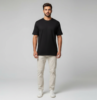 Original Black Solid color Export T-shirt Jek & jins_img_2