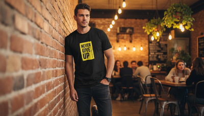 Never Give Up Motivational Graphic Tee | Premium Black Gym & Lifestyle T-Shirt_img_2