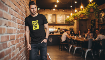 Never Give Up Motivational Graphic Tee | Premium Black Gym & Lifestyle T-Shirt_img_3