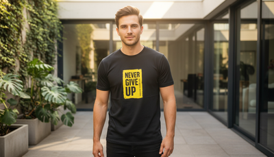 Never Give Up Motivational Graphic Tee | Premium Black Gym & Lifestyle T-Shirt_img_1