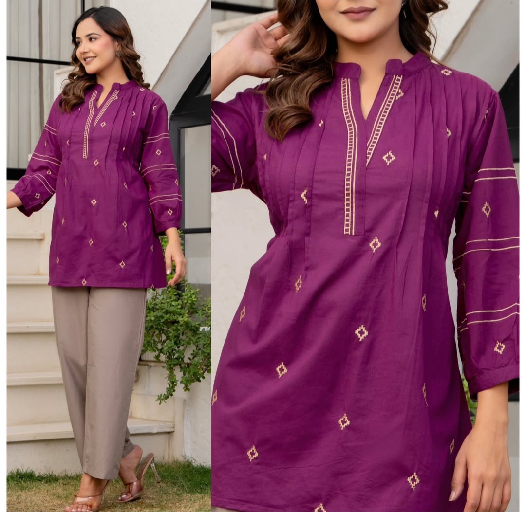 Trendy Embroidery Short Top (1 piece)