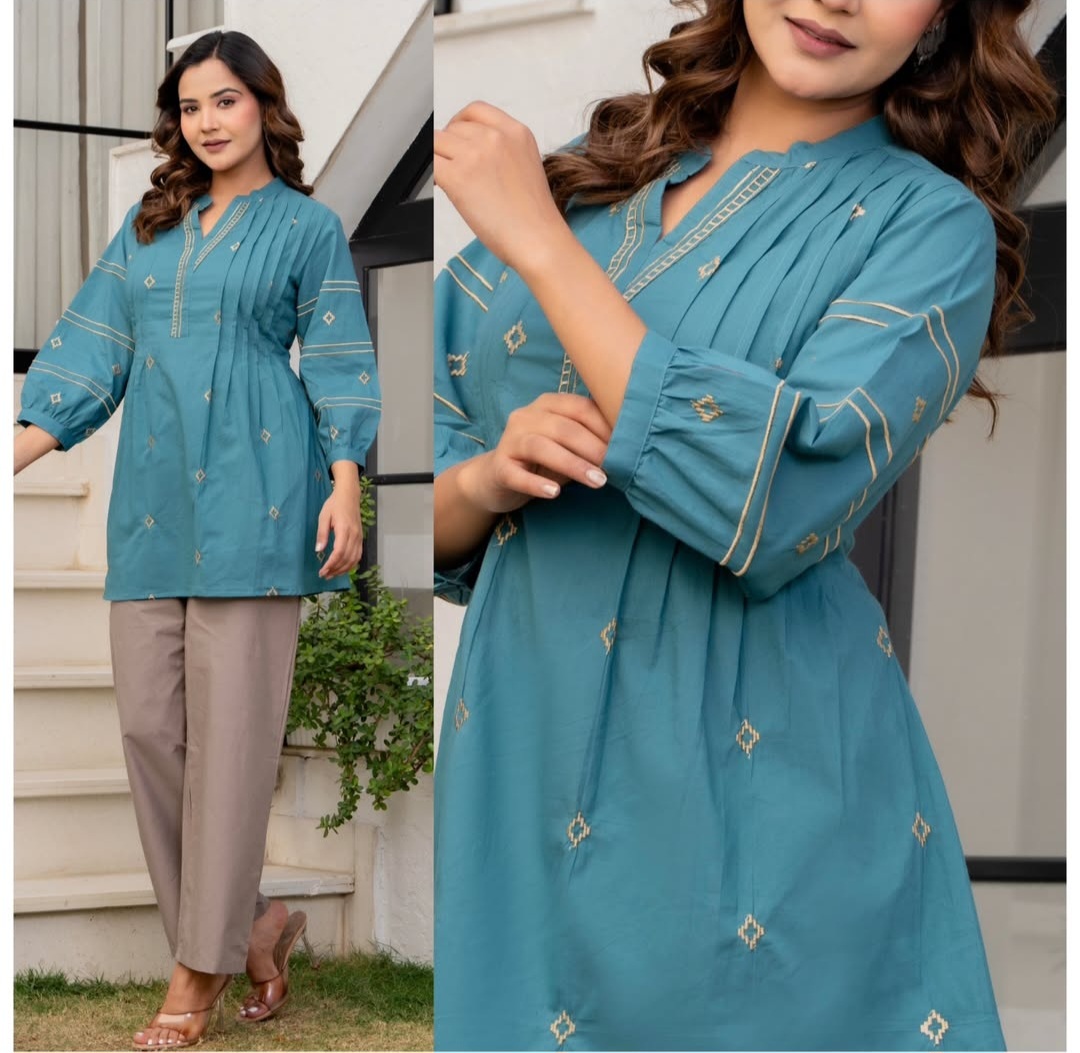 Trendy Embroidery Short Top (1 piece)