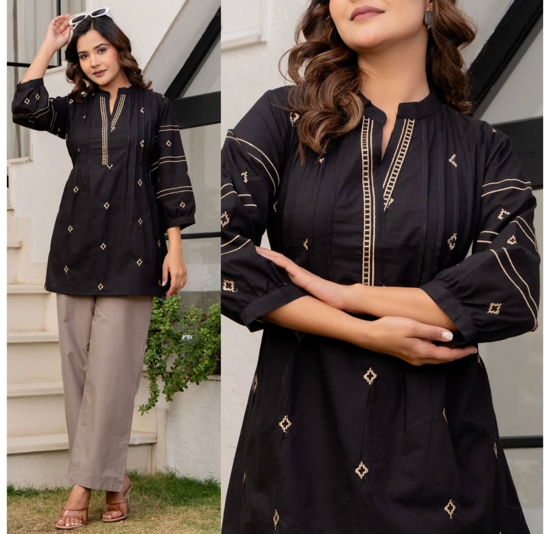 Trendy Embroidery Short Top (1 piece)