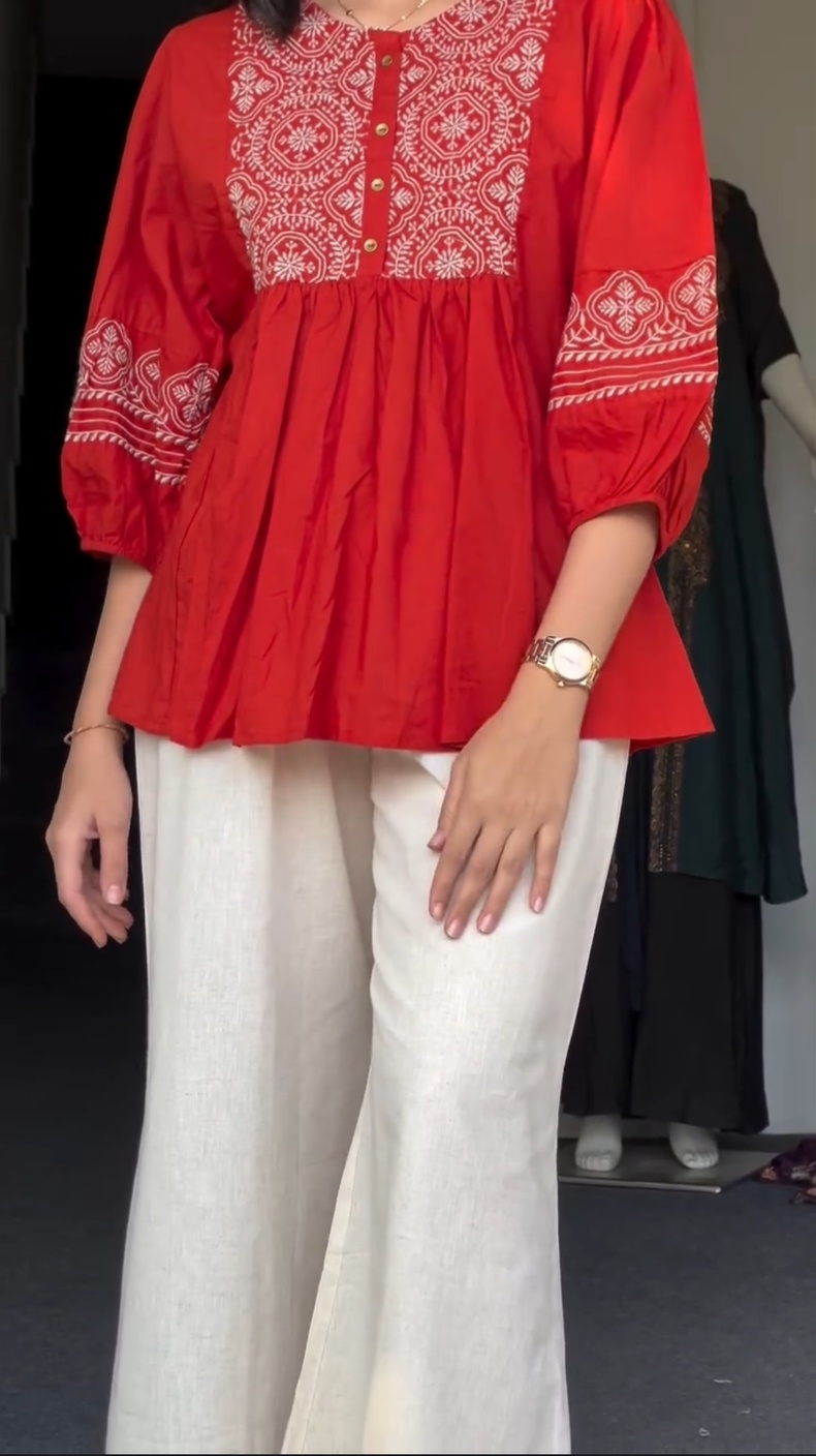 New Embroidery Top With Pant ( 2 Piece Set)