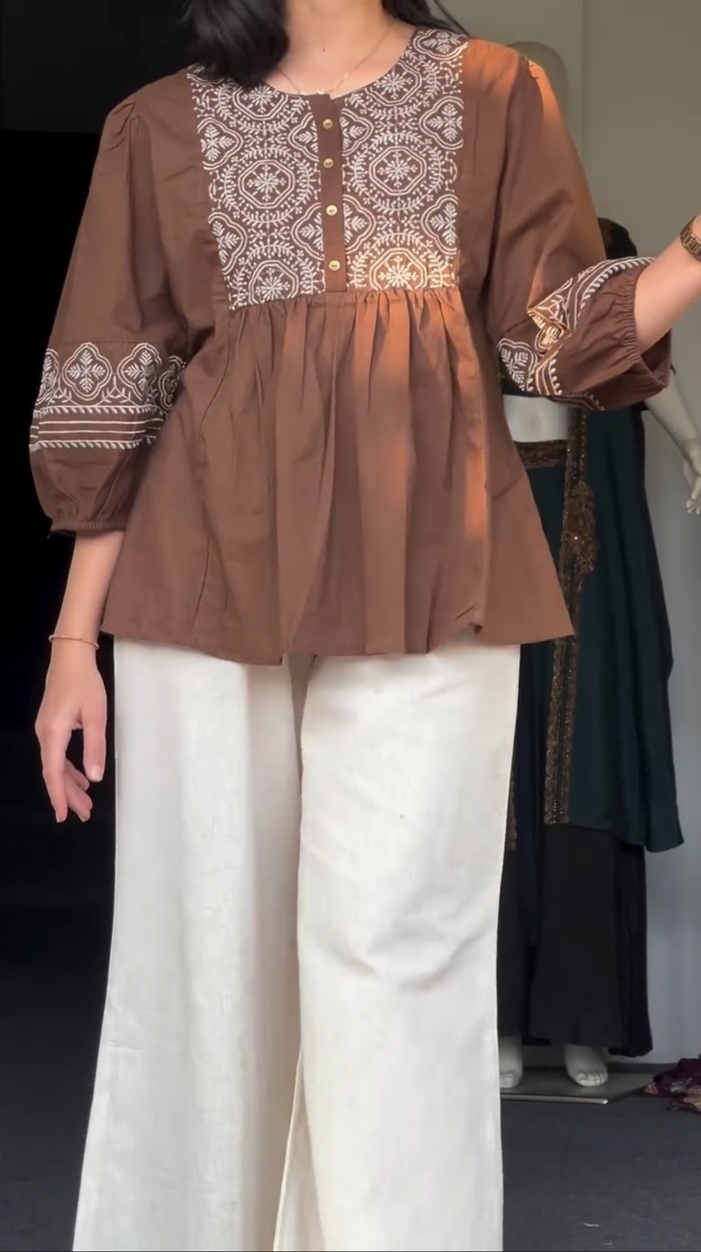 New Embroidery Top With Pant ( 2 Piece Set)