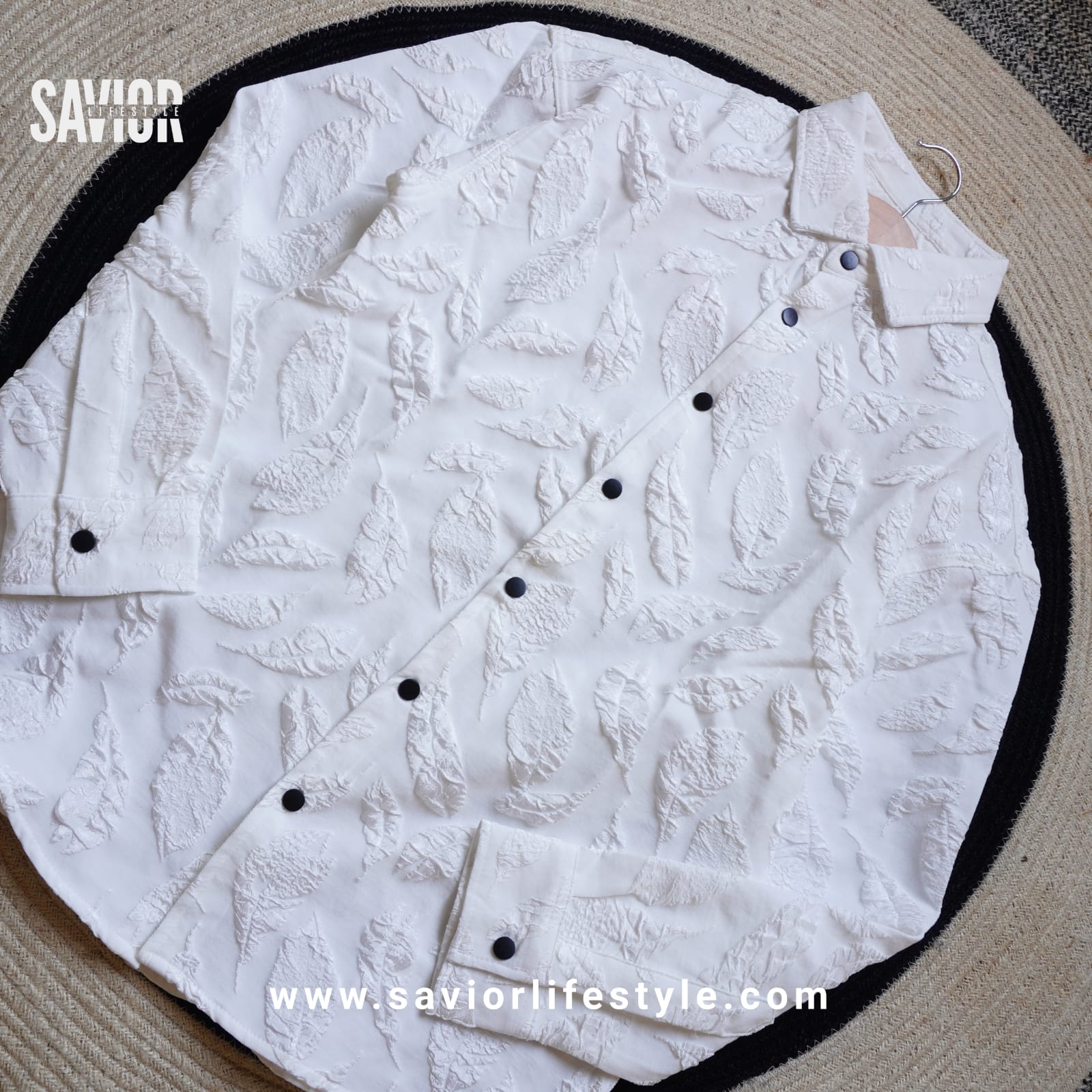 White Color - Full Sleeve Designed Fabric