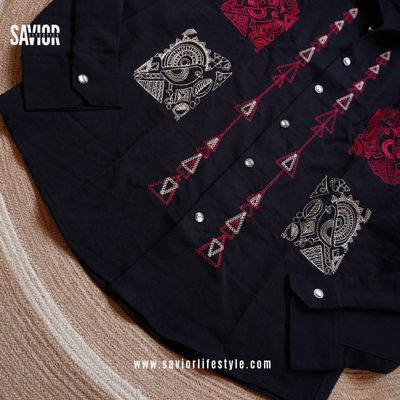 Deep Black - Full Sleeve Embroidery Shirt_img_1
