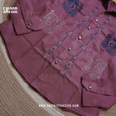 Rosewood Color - Full Sleeve Embroidery Shirt_img_4