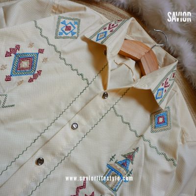 Soft Cream - Full Sleeve Embroidery Shirt_img_1