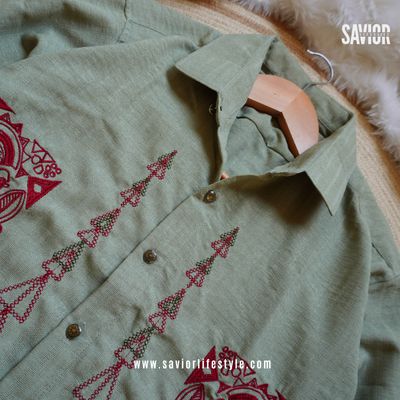 Mint Green - Full Sleeve Embroidery Shirt_img_1