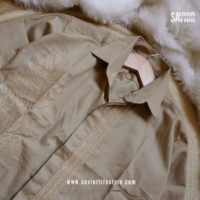 Ivory Sand - Full Sleeve Embroidery Shirt_img_1