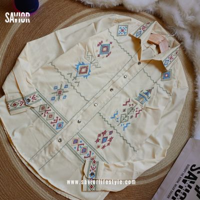 Soft Cream - Full Sleeve Embroidery Shirt_img_4