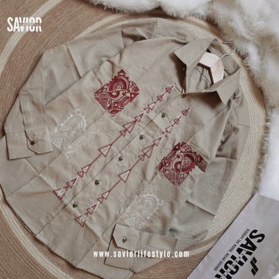 Champagne Sand - Full Sleeve Embroidery Shirt_img_2