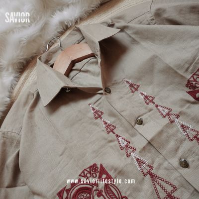 Champagne Sand - Full Sleeve Embroidery Shirt_img_1