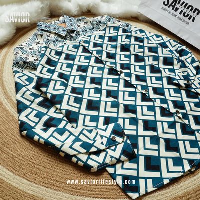 Petrol Blue - Full Sleeve Print Shirt_img_2