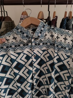 Petrol Blue - Full Sleeve Print Shirt_img_0