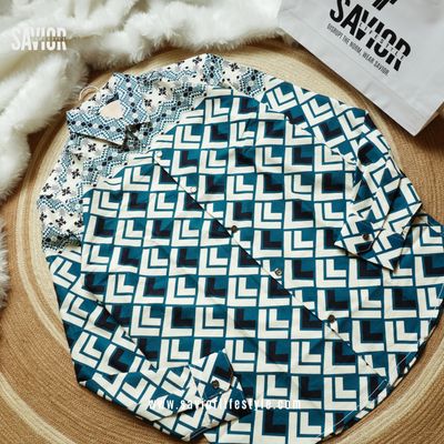 Petrol Blue - Full Sleeve Print Shirt_img_4