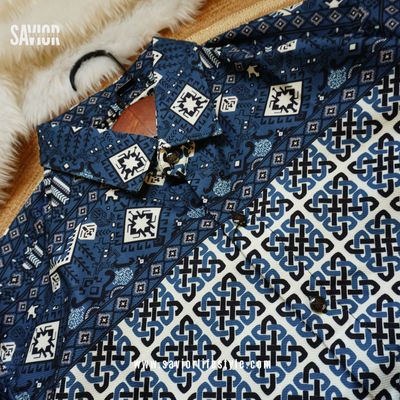 Petrol Blue Pattern - Full Sleeve Print Shirt_img_2