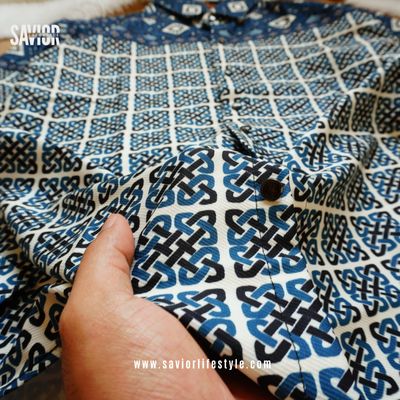Petrol Blue Pattern - Full Sleeve Print Shirt_img_1