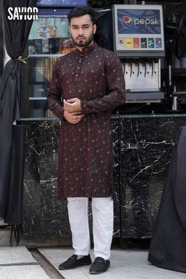 Coffee Triangle Premium Panjabi – Elegant Festive Wear_img_0