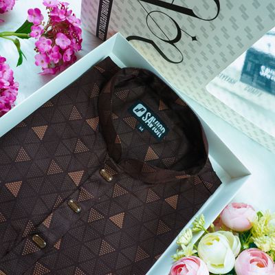 Coffee Triangle Premium Panjabi – Elegant Festive Wear_img_2