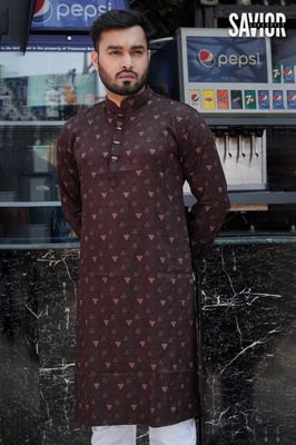 Coffee Triangle Premium Panjabi – Elegant Festive Wear_img_3