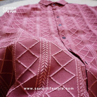 Muted Pink - Full Sleeve Designed Fabric Shirt_img_3