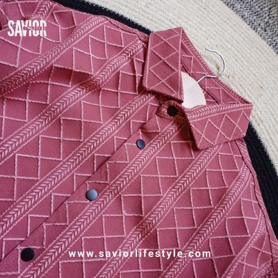 Muted Pink - Full Sleeve Designed Fabric Shirt_img_1