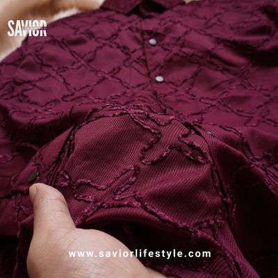 Rich Maroon - Full Sleeve Designed Fabric Shirt_img_2