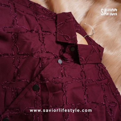 Rich Maroon - Full Sleeve Designed Fabric Shirt_img_1