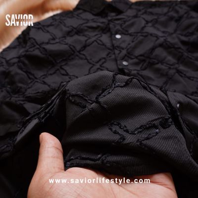 Rich Black - Full Sleeve Designed Fabric Shirt_img_1