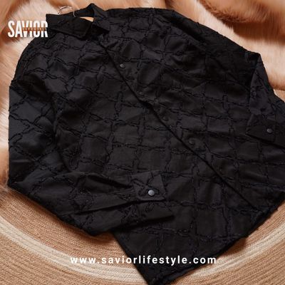 Rich Black - Full Sleeve Designed Fabric Shirt_img_3