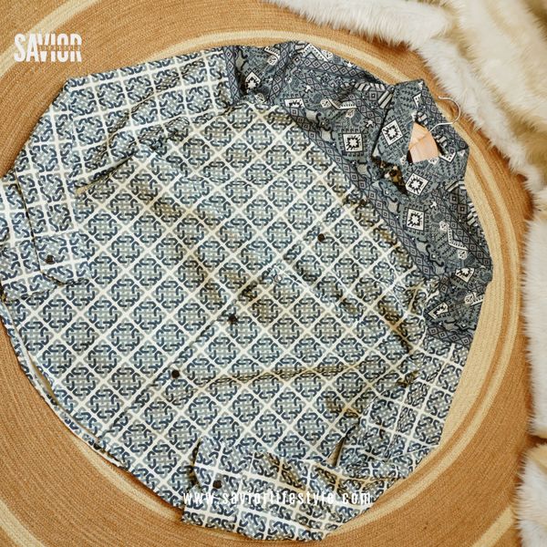 Light Olive Pattern - Full Sleeve Print Shirt