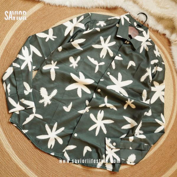 Olive Flora - Full Sleeve Print Shirt