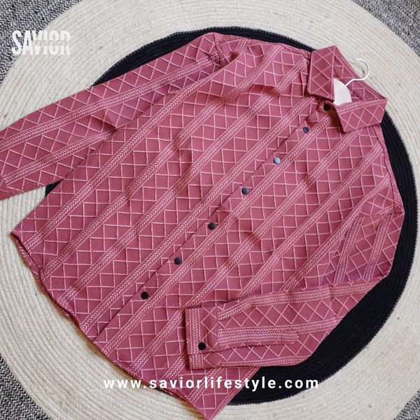 Muted Pink - Full Sleeve Designed Fabric Shirt