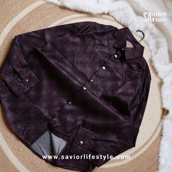 Noble Burgundy - Full Sleeve Print Shirt