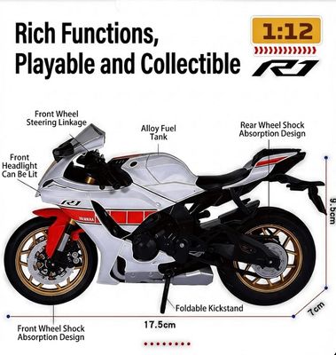 1:12 Yamaha R1 Diecast Model Bike_img_2