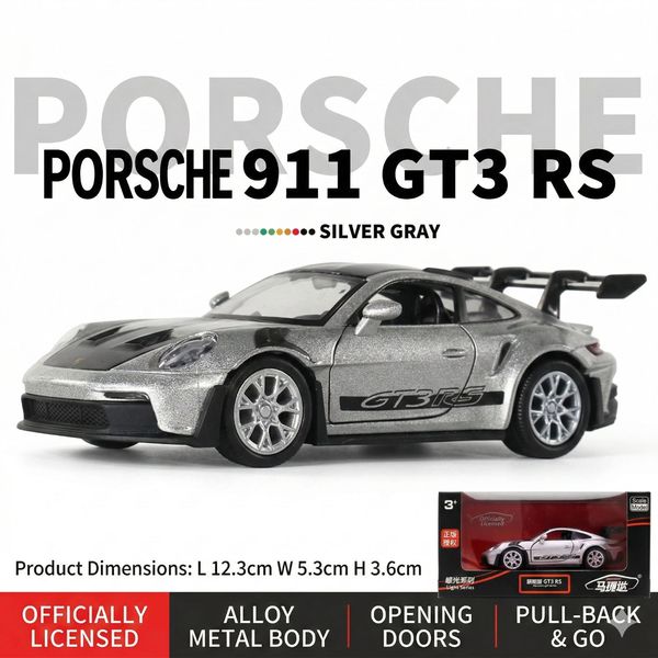 1:36 Porsche 911 GT3 RS Gray Diecast Model Car
