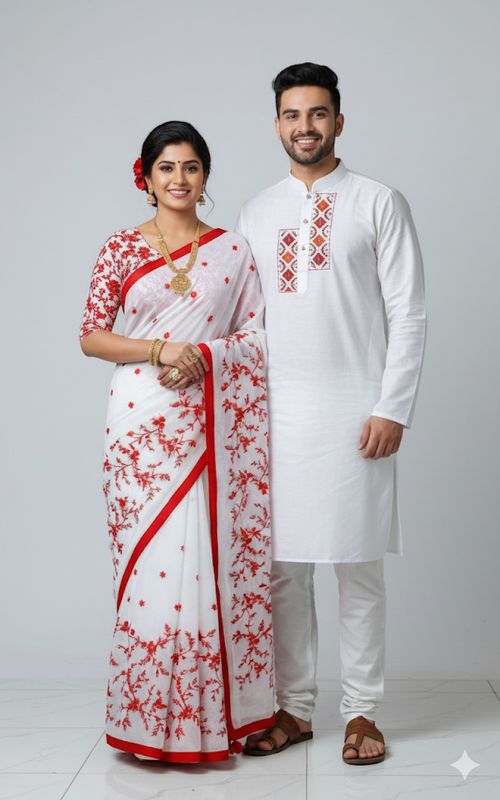 Premium Sharee Panjabi Couple Dress - Image 10