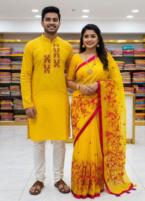 Premium Sharee Panjabi Couple Dress - Image 2