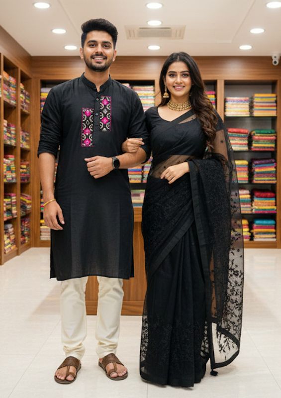 Premium Sharee Panjabi Couple Dress - Image 4