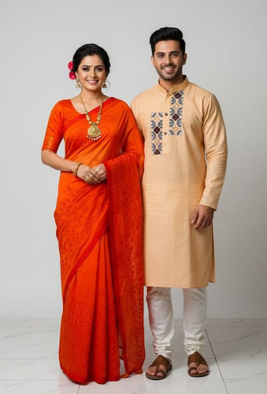 Premium Sharee Panjabi Couple Dress - Image 7
