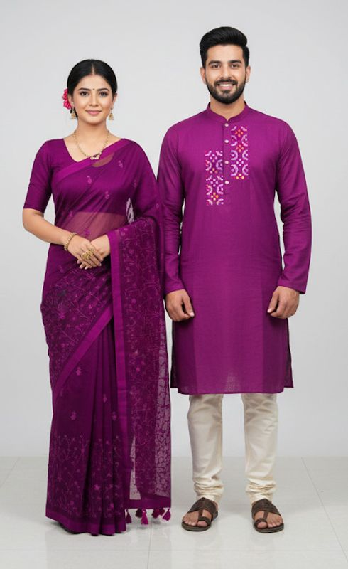 Premium Sharee Panjabi Couple Dress - Image 8