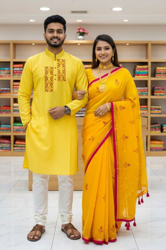 Premium Sharee Panjabi Couple Dress - Image 18