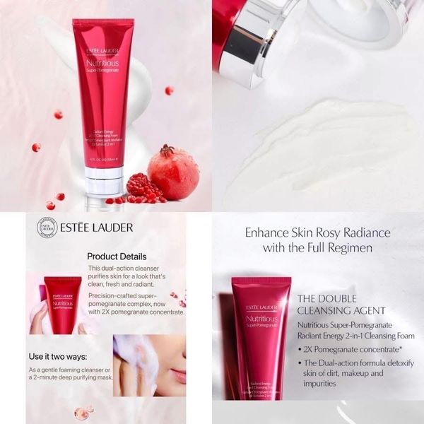 Estée Lauder Nutritious Super-Pomegranate Radiant Energy 2-in-1 Cleansing Foam- 125ml - Image 3