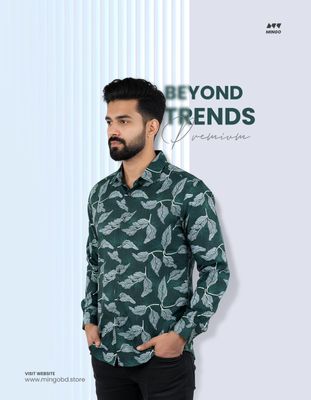 Forest Green Printed- Full Sleeve Shirt