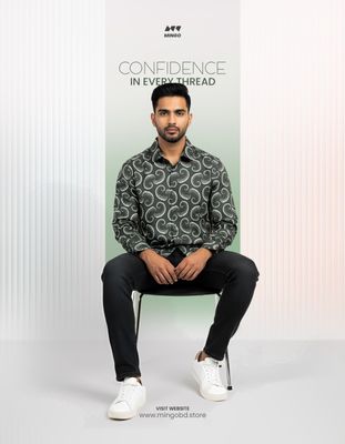 Olive Printed - Full Sleeve Shirt