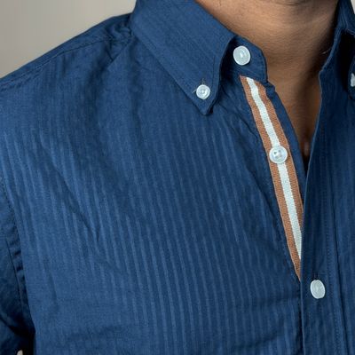 Navy Blue - Old Money Full Sleeve Shirt_img_1