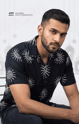 Eclipse Sunburst(Cotton)- Printed Cuban Half Sleeve_img_0